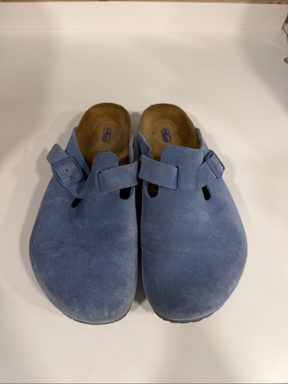 Birkenstock Women's Blue Suede Boston Clogs with Adjustable Strap